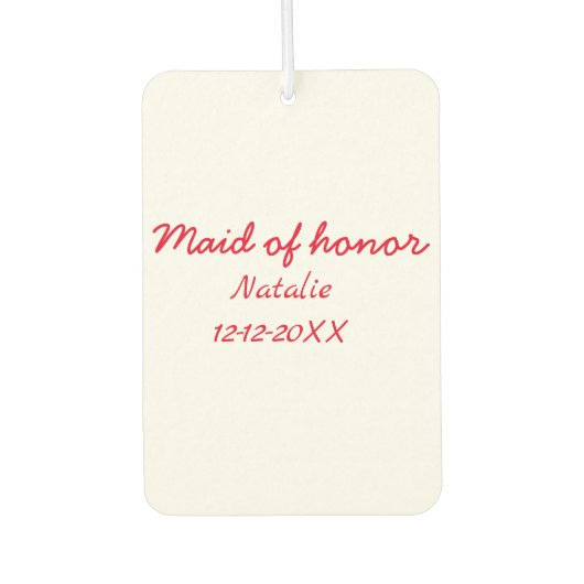 Bridesmaidメイド・オブ・オーナー（花嫁付き添い人）の名前の追加日付年文字 カーエアーフレッシュナー (正面)