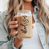 Bridesmaidモダンギフトパーソナライズされた名のスクリプト ガラス缶