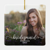 Bridesmaid両面カーリースクリプトオーバーレイフォト セラミックオーナメント (裏面)
