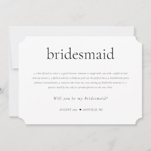 Bridesmaid定義および職務提案カード 招待状