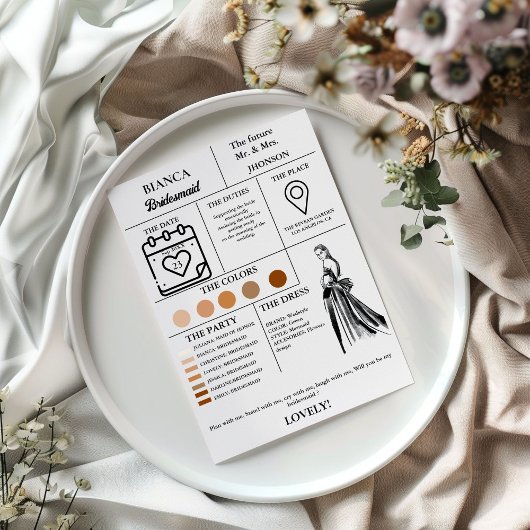 Bridesmaid情モダン報カードブライダルパーティカード 招待状