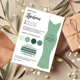 Bridesmaid情報カードテンプレート提案カード 招待状