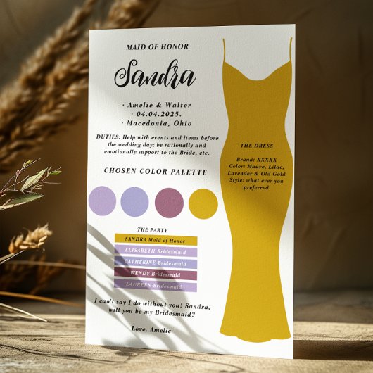 Bridesmaid情報カードテンプレート提案カード 招待状