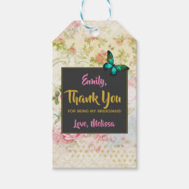 Bridesmaid感謝してい付き/ヴィンテージコラージュ上の蝶 ギフトタグ