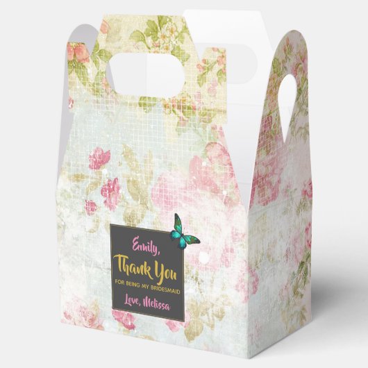Bridesmaid感謝してい付き/ヴィンテージコラージュ上の蝶 フェイバーボックス (オープン)