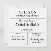 Bridesmaid提案カード – 婚約ブライダルパーティ シーズンカード (裏面)