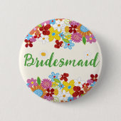 BRIDESMAID春の花庭園の結婚式名タグ 缶バッジ (正面)