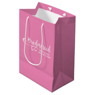 Bridesmaid結婚式の引き出物名またはMonogramスクリプト ミディアムペーパーバッグ