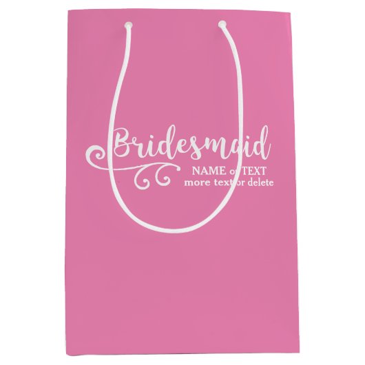 Bridesmaid結婚式の引き出物名またはMonogramスクリプト ミディアムペーパーバッグ (正面)