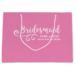 Bridesmaid結婚式の引き出物名またはMonogramスクリプト ラージペーパーバッグ