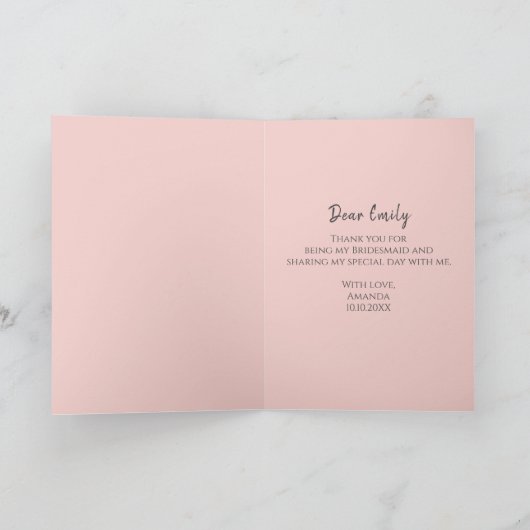 Bridesmaid赤面水の色ありがとう カード (内部)
