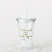 Bridesmaid金ゴールドリングや輪ロ結婚ゴのブライダルシャワー アクリルタンブラー (正面)