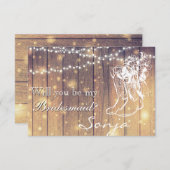 Bridesmaid – カウボーイブーツ、ライト付き木材 招待状 (正面/裏面)