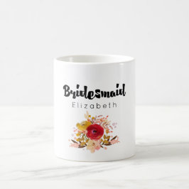 Bridesmaid -フローラ水彩ブーケ結婚ス コーヒーマグカップ
