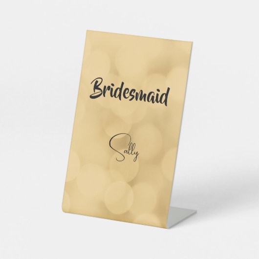Bridesmaid – 編集可能文字オン金ゴールドペデスタル記号 台座サイン (正面)