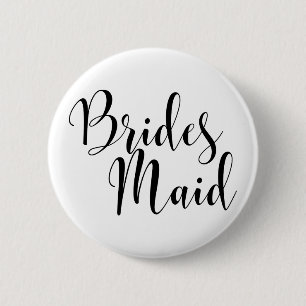 Bridesmaid 1 モダン Black Scriptタイポグラフィ(30) 缶バッジ