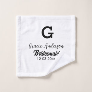 Bridesmaid add name monogramシンプルミニマルモダン ウォッシュタオル