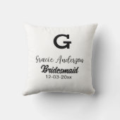 Bridesmaid add name monogramシンプルミニマルモダン クッション (裏面)