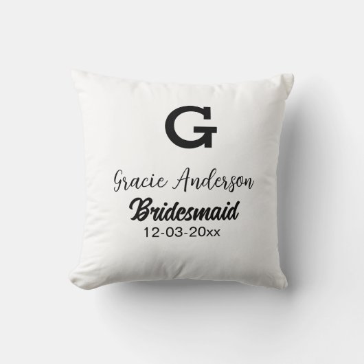 Bridesmaid add name monogramシンプルミニマルモダン クッション (正面)