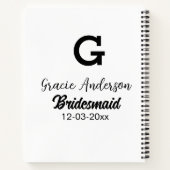 Bridesmaid add name monogramシンプルミニマルモダン ノートブック (裏面)