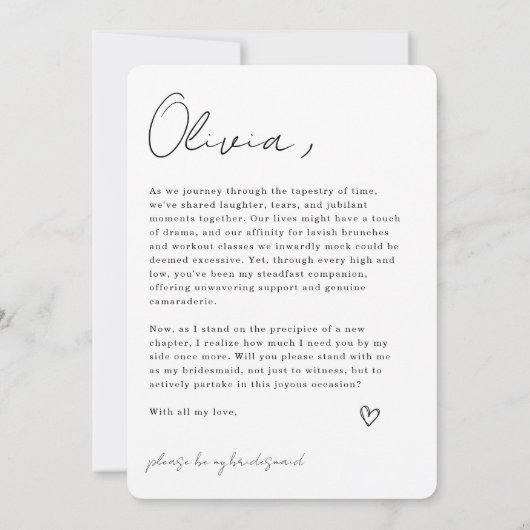 Bridesmaid Arch Photo Proposal Card 招待状 (裏面)