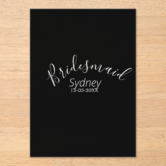 Bridesmaid bachelorette party add name modern  アクリル招待状 (正面)
