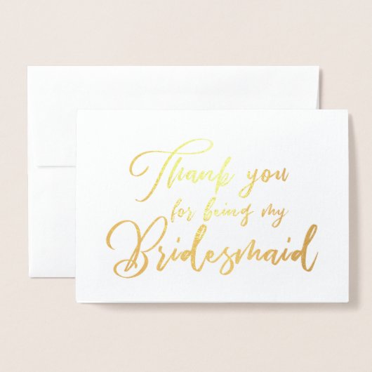 Bridesmaid Beauty'結婚's Thank you 箔カード (封筒付き正面)