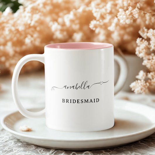 Bridesmaid black minimalistスクリプトバチェロレッテ ツートーンマグカップ