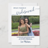 Bridesmaid Blue and White Photo Proposal Card 招待状 (正面)