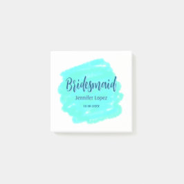 Bridesmaid blue green watercolor add name date sty ポストイット