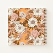 Bridesmaid Boho Orange and Peach Floral Square ノートブック (裏面)