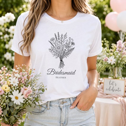 Bridesmaid Bridal Party Wildflower Name トライブレンドＴシャツ