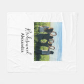 Bridesmaid bride squad name calligraphy photo gift フリースブランケット (正面(横))