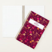 Bridesmaid Burgundy Floral Pattern Notebook ノートブック (内側)