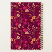 Bridesmaid Burgundy Floral Pattern Notebook ノートブック (裏面)
