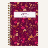 Bridesmaid Burgundy Floral Pattern Notebook ノートブック (正面)