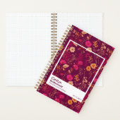 Bridesmaid Burgundy Floral Pattern Swatch ノートブック (内側)