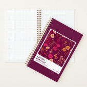 Bridesmaid Burgundy Floral Pattern Swatch ノートブック (内側)