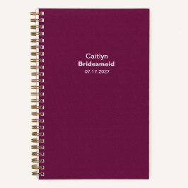 Bridesmaid Burgundy Typographic Notebook ノートブック