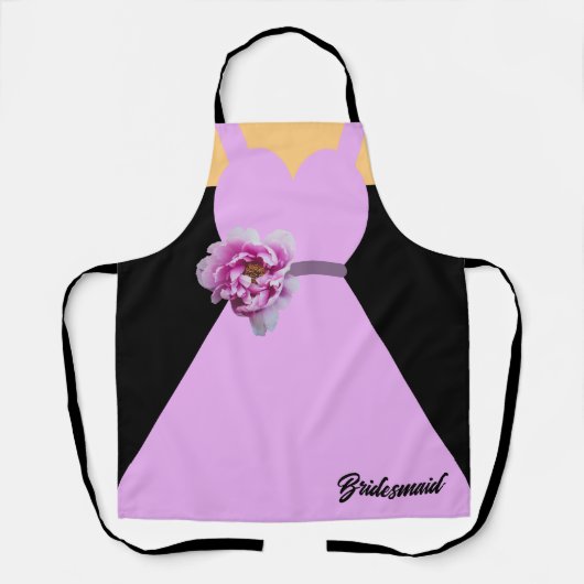 Bridesmaid Dress Lavender with Flower Personalize エプロン (正面)