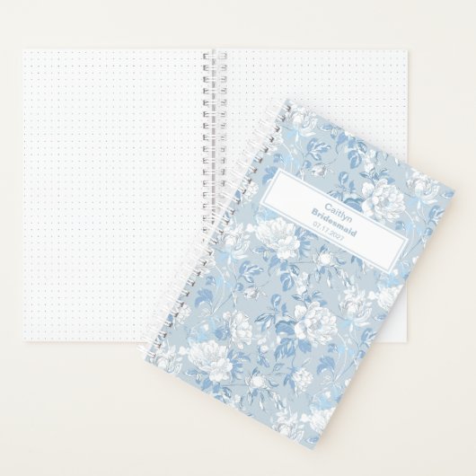 Bridesmaid Dusty Blue Floral Pattern ノートブック (内側)