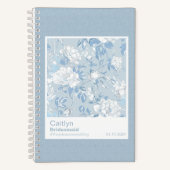 Bridesmaid Dusty Blue Floral Pattern Swatch ノートブック (正面)