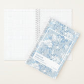Bridesmaid Dusty Blue Floral Pattern Swatch ノートブック (内側)