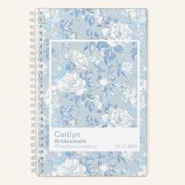 Bridesmaid Dusty Blue Floral Pattern Swatch ノートブック