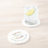 Bridesmaid Elegant Romantic Wreath in Pink Tones コースター (側面)