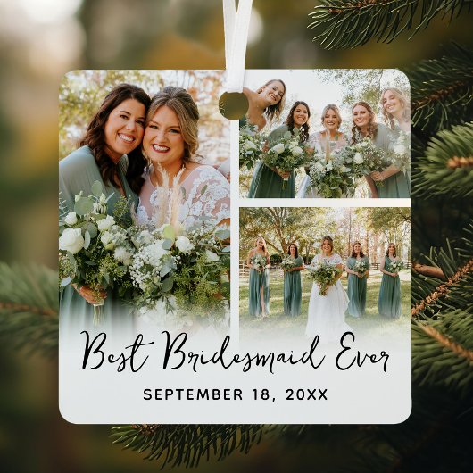 Bridesmaid Ever 最高の 3 Photo Keepsake メタルオーナメント