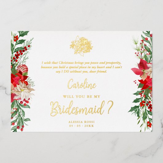 Bridesmaid Fancy Luxury Christmas Proposal 箔招待状 (正面)