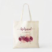 Bridesmaid Floral Burgundy Blush Script トートバッグ (正面)