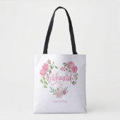 Bridesmaid Floral Personalized Name トートバッグ (正面)