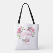 Bridesmaid Floral Personalized Name トートバッグ (裏面)